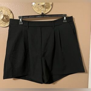 High-Waist Pleated Black Women's Shorts